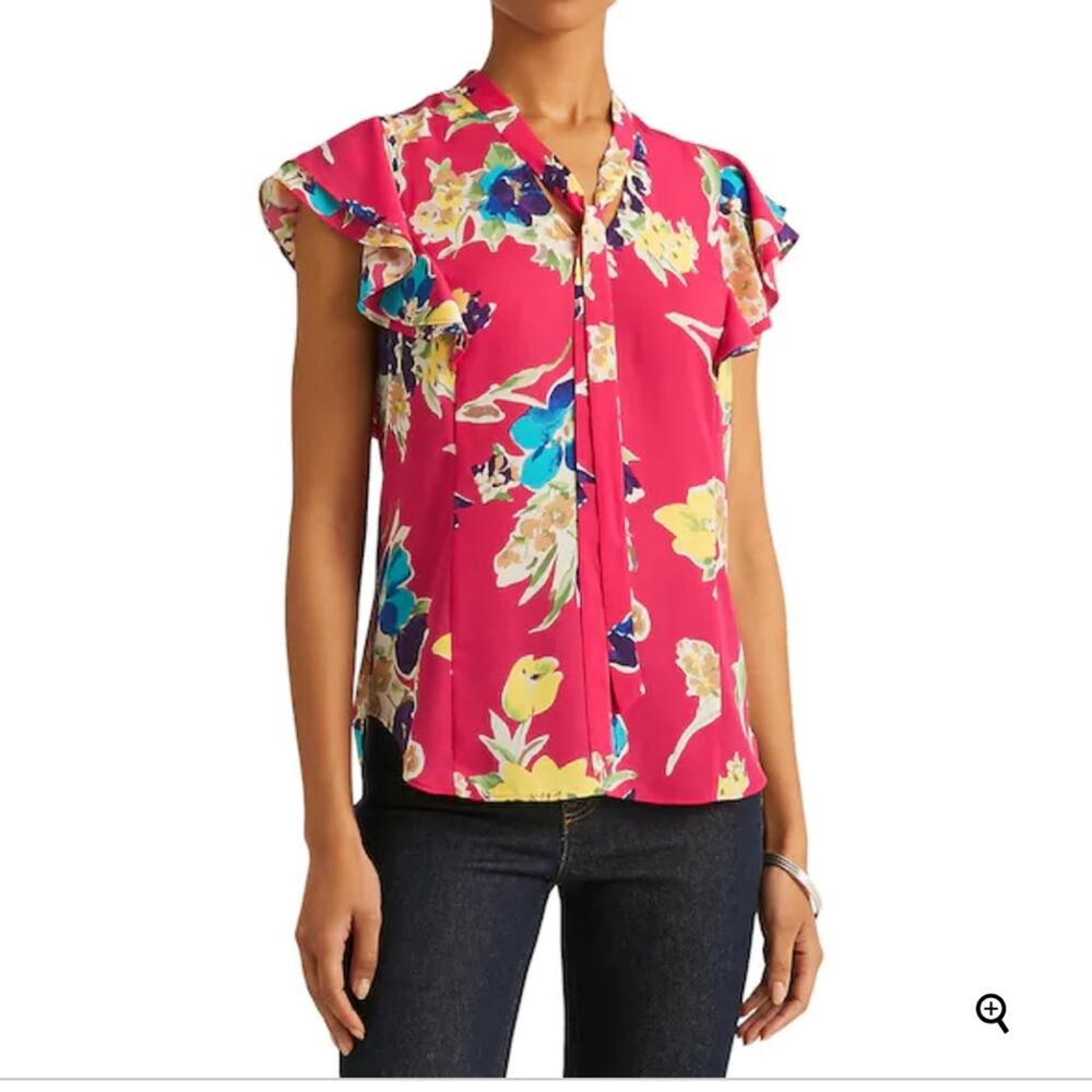 NWT LAUREN RALPH LAUREN AYVIN BLOUSE WOMEN'S SHORT SLEEVE SHIRT SIZE LARGE